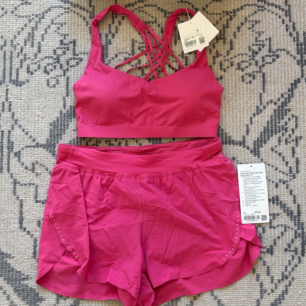 Fast & Free High Rise Split Short + Strappy Yoga Bra Bundle